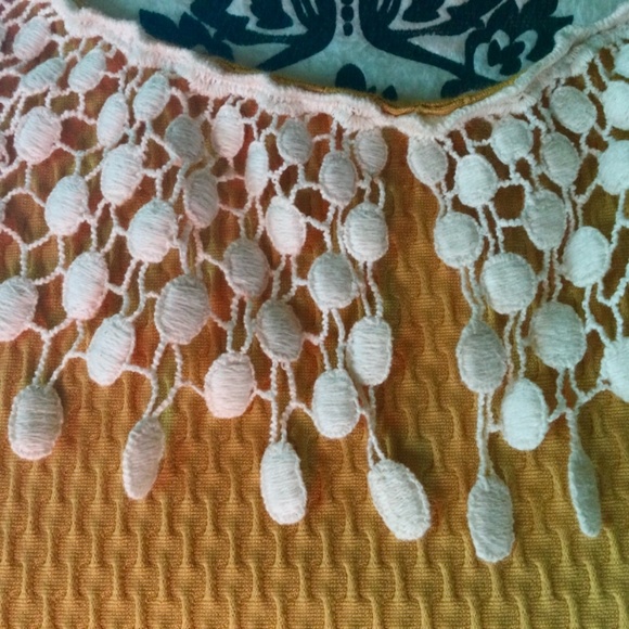 Free People Dress Golden Yellow w/ lace collar 4 - Picture 4 of 13